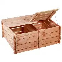 Composteur en bois double compartiment Douglas français 368L - Long. 120 x l. 90 x H. 45cm