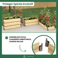 Carré potager rectangulaire en bois épicéa - L.100 x l.50 x H.20cm