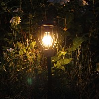 Torche solaire en métal et corde - Eclairage pour jardin - D.10,5 x H.67 cm