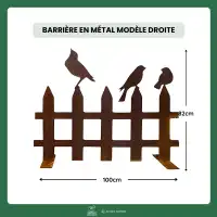Clôture silhouette oiseaux en métal rouillé - modèle droite et gauche L. 200 x H. 82cm