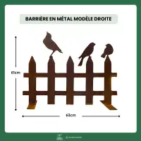 Clôture silhouette oiseaux en métal rouillé, sur socle - modèle gauche L. 63 x H. 51cm