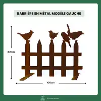 Clôture silhouette oiseaux en métal rouillé - modèle droite et gauche L. 200 x H. 82cm