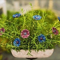 Bleuet en céramique sur tige à planter - Déco jardin