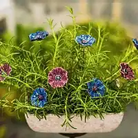 Bleuet en céramique sur tige à planter - Déco jardin  Bleuet en céramique sur tige à planter - Déco jardin