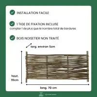 Bordure bois noisetier L.70 x H.35cm + tige 70cm