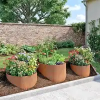 Bordure arrondie en acier corten - Demi rond pour talus et massifs D.93cm