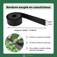 Bordure de jardin en caoutchouc recyclé Gazon L.5 m x H.13 cm