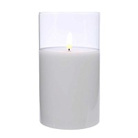 Bougie led flamme vacillante - photophore en verre 12.5cm