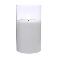 Bougie led flamme vacillante - photophore en verre 12.5cm
