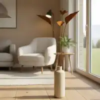 Tige fleurie décorative en métal rouillé, à planter - L.50 x l.50 x H.150cm