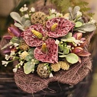 Anthurium violet - Fleur en céramique sur tige à planter