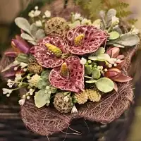 Anthurium violet - Fleur en céramique sur tige à planter