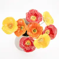 Pavot orange - Fleur en céramique sur tige à planter