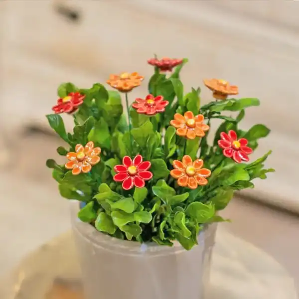 bouquet petites marguerites orange rouge
