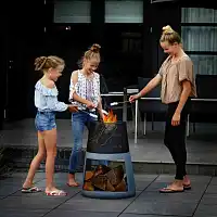 Brasero rond sur support en fibre d'argile