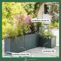 Jardinière extérieure effet béton - Haute qualité, double paroi - Anthracite ou vert amande