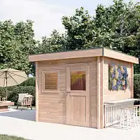 Chalet de jardin TALIPIA 8m2 toit plat - Bois Douglas 55mm fabrication française L.2,9 x l.2,9 x H.2,5m