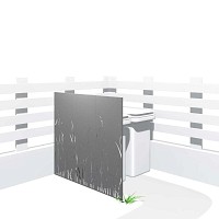 Cache deux poubelles métal gris motif herbe long. 159cm