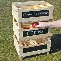 Clayette - Cagette empilable en bois pour fruits et légumes avec ardoise L. 40 x l. 30 x H. 41cm