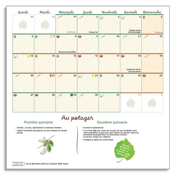 calendrier plantation janvier 2025  calendrier plantation janvier 2025
