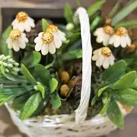 Camomille rose - Fleur en céramique sur tige à planter