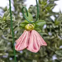 Campanule rose - Fleur en céramique sur tige à planter