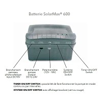 Pompe fontaine jets d'eau solaire pour bassin - SolarMax 600 accu avec batterie