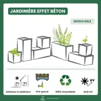 Jardinière extérieure effet béton - Haute qualité, double paroi - Anthracite ou vert amande