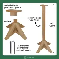 Pied pour mangeoire à oiseaux en bois Douglas PEFC - H.123cm