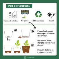 Grand pot de fleurs XXL en plastique