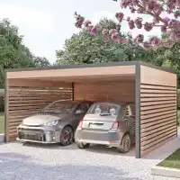 Carport 2 voitures 20m2 - Bois Douglas 55mm et toiture Bac acier, fabrication française L.5 x l.3,9 x H.2,5m