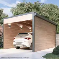 Carport voiture 15m2 - Bois Douglas 55mm et toiture Bacacier, fabrication française L.5 x l.2,9 x H.2,58m