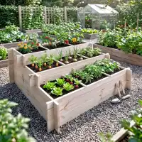 Carré potager en bois 3 étages L.120 x l.100 x H.54 cm