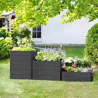 Carré potager imitation ardoise 1 SET - 80 x 60cm Haut. 25cm