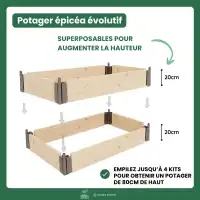 Carré potager rectangulaire en bois épicéa - L.100 x l.50 x H.20cm