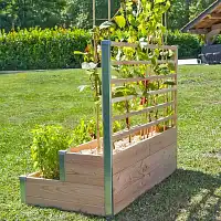 Carré potager en bois 2 étages + treillis
