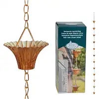 Chaine de pluie cuivrée 12 seaux fleurs - Long. 2.5m