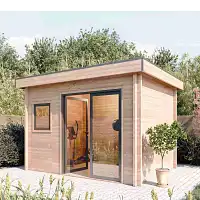 Chalet de jardin CHEVRIL 12m2 toit plat - Bois Douglas 55mm fabrication française L. 3,9 x l. 2,9 x H. 2,5m  Chalet de jardin CHEVRIL 12m2 toit plat - Bois Douglas 55mm fabrication française L. 3,9 x l. 2,9 x H. 2,5m