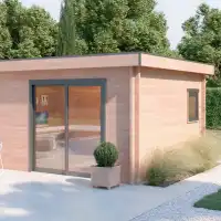 Chalet de jardin NANTUA 20m2 toit plat - Bois Douglas 55mm fabrication française L. 5,1 x l. 3,9 x H. 2,5m