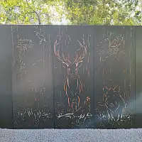 Panneaux décoratifs en métal L.240 x H.180cm Gris - Scène foret - lot de 3