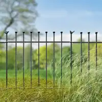 Piquet de fixation décoratif pour clôture PRATIC en métal noir - D.1,6 x H.123cm - Oiseau posé