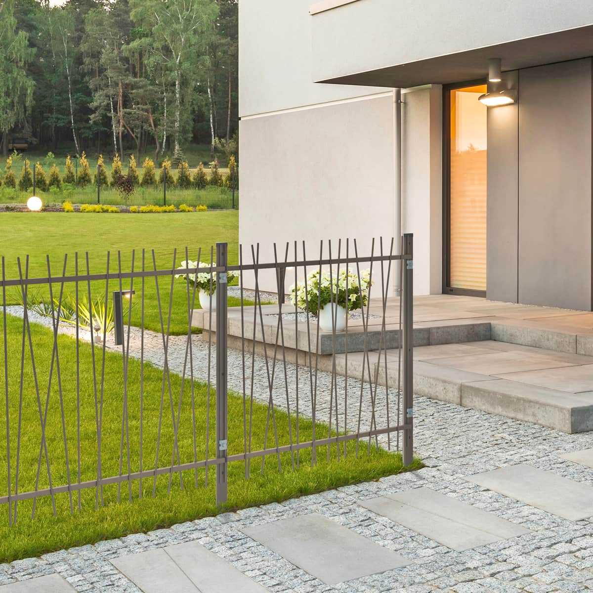 cloture jardin barreaudage marron