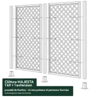 Clôture bois personnalisable Majesta - Panneau treillis premium avec cadre H.200cm