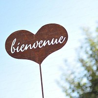 Coeur Bienvenue - déco de jardin en métal