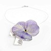 Collier pendentif vraie fleur de pensée - Violet