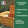 Composteur en bois double compartiment Douglas français 368L - Long. 120 x l. 90 x H. 45cm