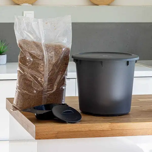 composteur cuisine bokashibox gris lot accessoires