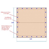 Voile d'ombrage 3 x 3m - Filet de protection des cultures Beige