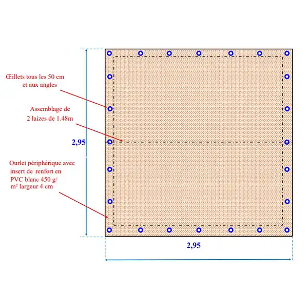 confection voile ombrage 3x3m  confection voile ombrage 3x3m