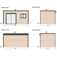 Studio de jardin en bois 15m2 - Bois Douglas 55mm et toiture Bac acier, fabrication française L.5 x l.2,9 x H.2,58m